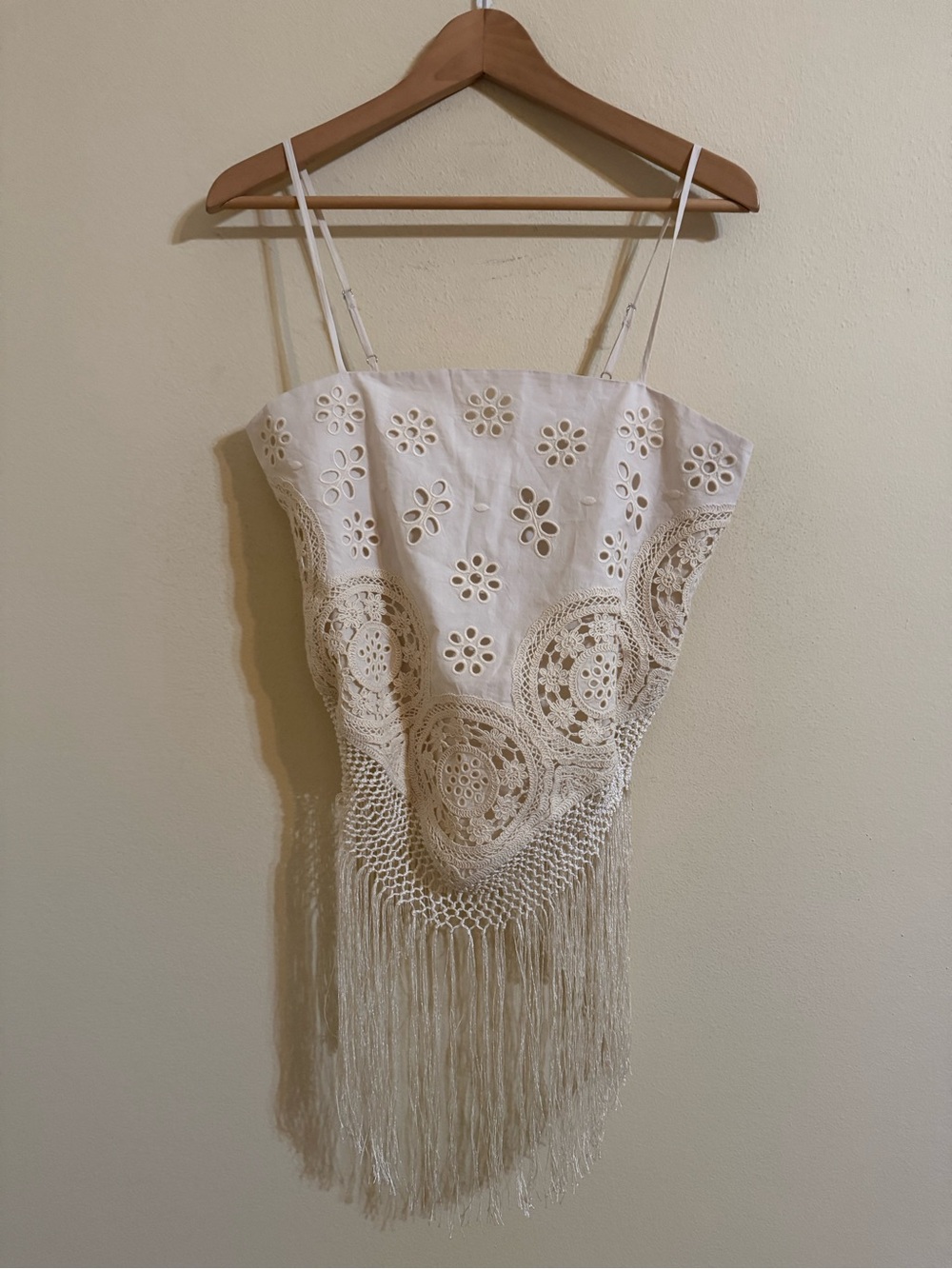 Sea New York New Rafina Eyelet Fringe Top Cream Small - Picture 2 of 6